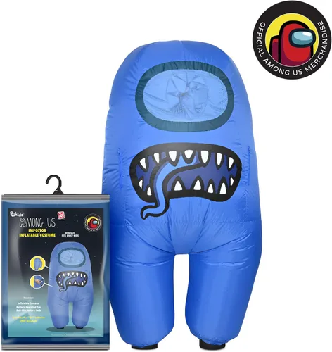 Vista 2 de YuMe Official Among Us Toikido Toys Inflatable Kids Halloween Cosplay Costume for Children Impostor azul
