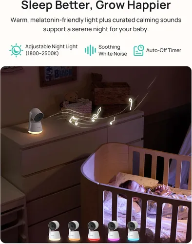 Vista 7 de Dr.Care LumiView Smart WiFi Baby Monitor – 5 pulgadas 1080P FHD y control de aplicación de cámara 2K, modo de privacidad, batería extraíble de 5000