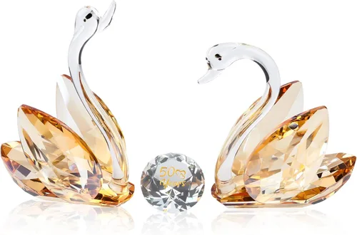 Vista 10 de YWHL Regalos de Cisne de Cristal del 15º Aniversario para Pareja, 15 Años de Aniversario de Boda para Ella Él, Figura de Cisne con Diamante Rosa