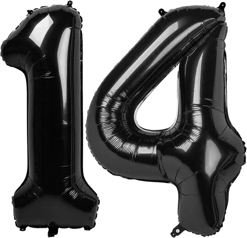 Vista 378 de Globos con números de 40 pulgadas, color negro, para decoraciones de cumpleaños de 10 a 100 años Jumbo 40In & Vibrant Color, With Hanging Holes