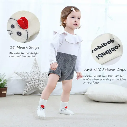 Vista 3 de Calcetines de bebé con agarre antideslizantes para niñas y niños pequeños, calcetines de algodón para tobillo