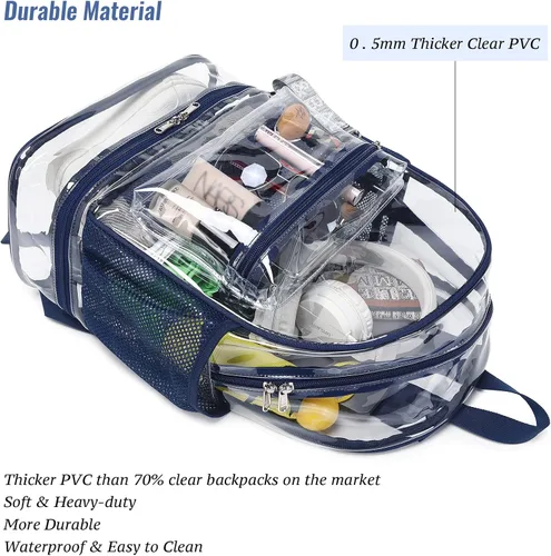 Vista 6 de Mygreen Mochila transparente de PVC resistente Mochila transparente con compartimento para zapatos Correa reforzada para el lugar de trabajo