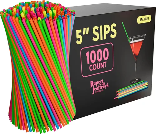 Vista 8 de Pajita Agitadora de Café de Plástico Desechable - Palito Agitador de Sorber de 5 Pulgadas (Negro, 1,000 unidades) Pajitas de café y pajitas