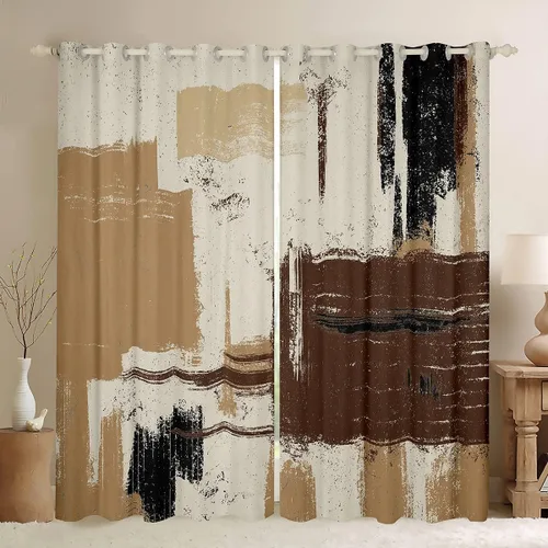 Vista 27 de Cortinas opacas abstractas de 30 % a 50 % geométricas para dormitorio, sala de estar, decoración de línea a rayas, cortinas con aislamiento térmico