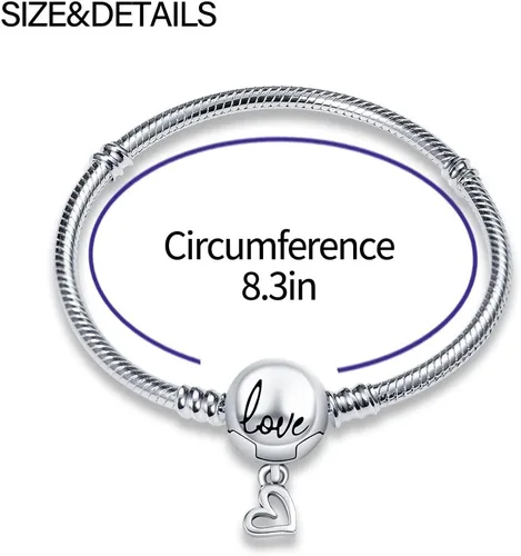 Vista 2 de KUNSIR Pulsera de cadena de serpiente de plata esterlina 925 para Pandora pulseras europeas encantos cuentas