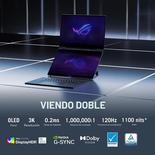 Vista 5 de ASUS ROG Zephyrus Duo Pantalla táctil dual desmontable de 16 pulgadas 3K OLED ROG Nebula HDR 120Hz Copilot+ PC Gaming Notebook Intel Core Ultra 9