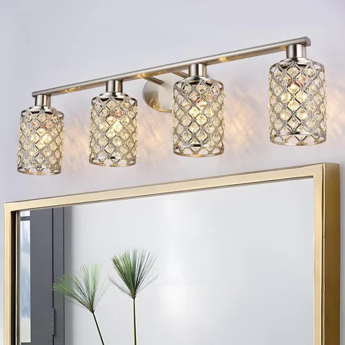 Vista 9 de 3 Luces de Iluminación de Oro para Baño, Luz Moderna de Tocador de Granja, Accesorio de Iluminación de Tocador de Cristal para Cuarto de Polvo