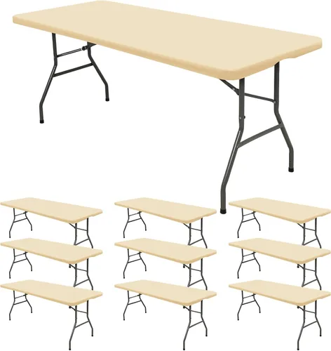 Vista 14 de 6 Pack de Manteles Ajustados para Mesas Rectangulares de 8 Pies, Cubierta de Mesa Aqua Azul Elástica para Picnic al Aire Libre, Paños de Mesa
