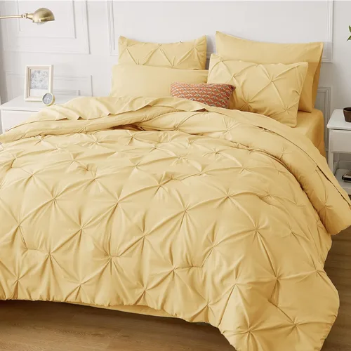 Vista 33 de Bedsure - Juego de edredón tamaño individual gris - Ropa de cama tamaño individual en una bolsa de 5 piezas, juego de cama Pintuck GentleSoft™