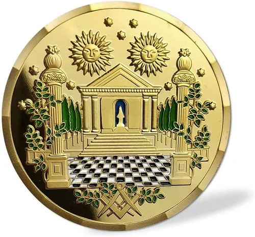 Vista 2 de Moneda de desafío masónico Gran Maestro Hiram Abiff Viuda Hijo Masón Azul Lodge Monedas Regalo