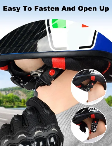 Vista 2 de Lamborsafe Kit de hebilla de liberación rápida para casco, clip de correa de barbilla para casco de motocicleta para cara completa, 3/4, medios