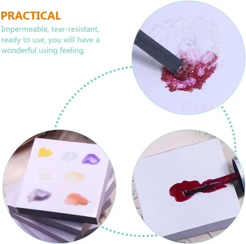 Vista 5 de minkissy Maquillaje coreano de maquillaje coreano, 100 paletas desechables para arte de uñas, almohadilla de papel de mezcla de maquillaje