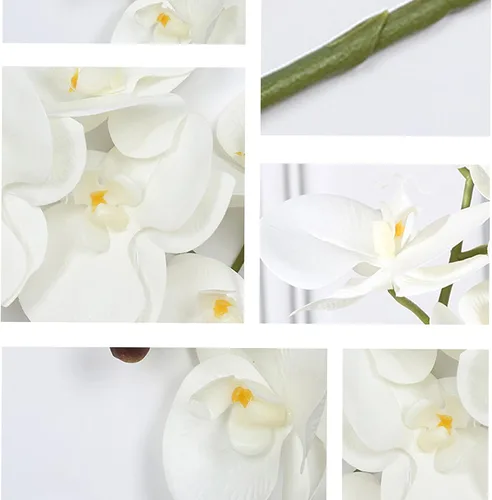 Vista 7 de FagusHome Flores artificiales de Phalaenopsis de 32 pulgadas, 5 piezas de orquídeas artificiales para decoración del hogar