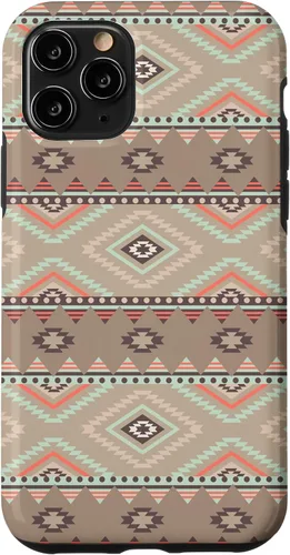 Vista 29 de Funda rústica para iPhone 16 con patrón azteca occidental bohemio