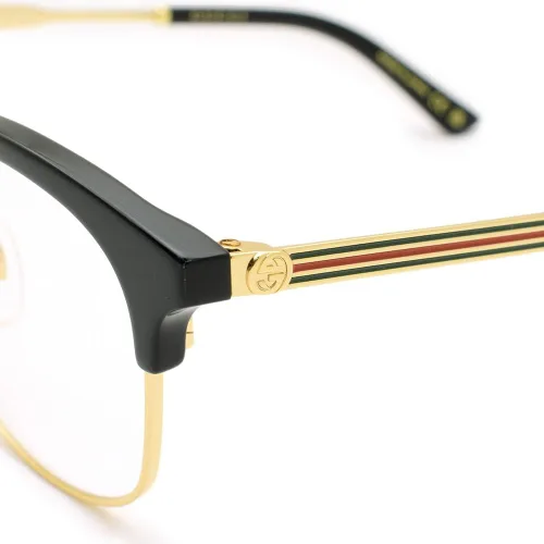 Vista 4 de Gucci GG 0590OK 001 - Lentes cuadrados de plástico color negro y dorado de 2047in Negro Transparente Dorado
