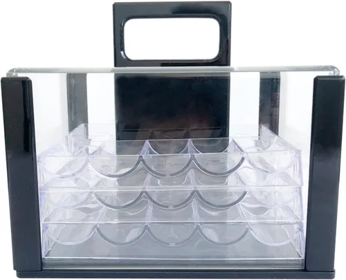 Vista 5 de Yuanhe Deluxe Acrylic Poker Chip Case Poker Chip Carrier(600 Chips Capacity)-With 6 Chip Racks/Chip Trays