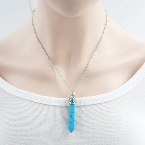 Vista 5 de 1 collar con colgante de gota de piedra preciosa natural, piedra de cristal curativo, cuarzo, reiki, chakras, roca energética, 18 pulgadas