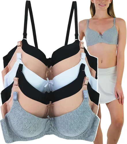 Vista 24 de ToBeInStyle Paquete de 6 sujetadores acolchados de estilo clásico con aros para mujer