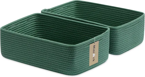 Vista 44 de MiniArk Cestas organizadoras grandes poco profundas de 15 x 11 x 5.1 pulgadas, contenedores de almacenamiento tejidos de cuerda para baño, estantes