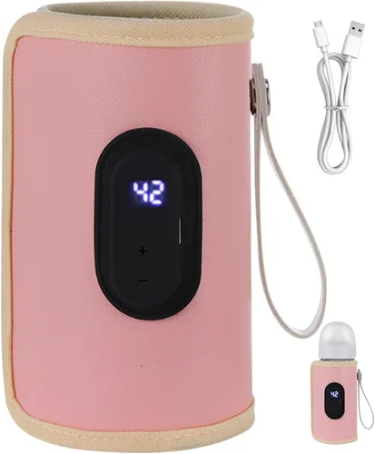 Vista 10 de Calentador de biberones portátil de 18 W, calentador de biberones de calentamiento rápido, temperatura ajustable, USB, calentador de biberones