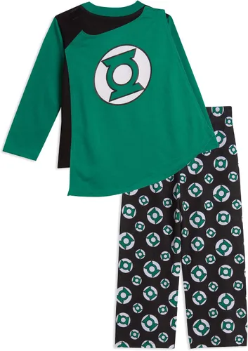 Vista 5 de DC Comics Justice League Green Lantern 3 Piece Pajama Set Shirt Pants Cape