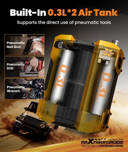 Vista 5 de maXpeedingrods Kit de compresor de aire a bordo de 4 cilindros de 12 V, 200 PSI, inflador de neumáticos de camión resistente, tanque de aire