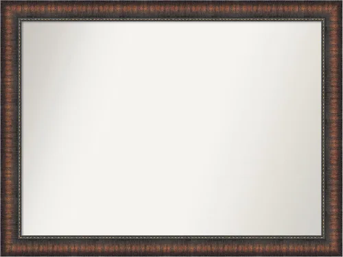 Vista 114 de Amanti Art Espejo de baño marrón para sobre el fregadero, 24 x 24 pulgadas, espejo de tocador cuadrado marrón Caleb, marco de madera rústica