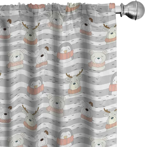 Vista 47 de Lunarable Cortinas para ventana para mascotas, divertidos personajes de gatos, estilo artístico, gatitos juguetones, animales peludos, decoración