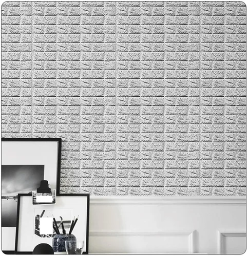 Vista 3 de Melairya Panel de pared 3D, 10 unidades, autoadhesivo, impermeable, de espuma de polietileno, anticolisión, utilizado para baño y sala de estar