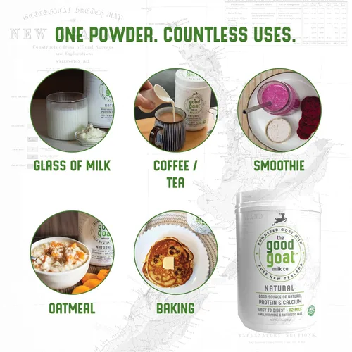 Vista 6 de Leche de cabra en crema completa de Nueva Zelanda en polvo (natural) - 14oz 100% goat milk • One ingredient • Full cream • No additives •