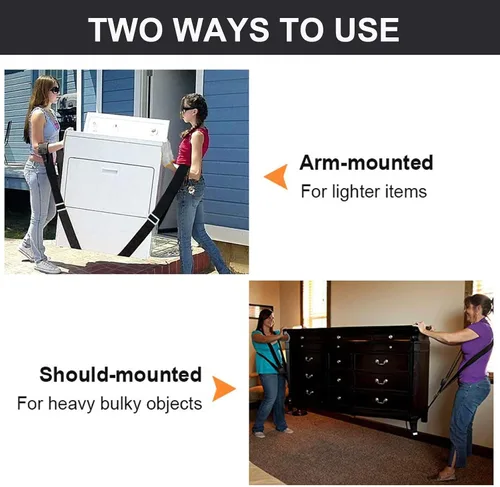Vista 3 de Correas de mudanza, correas de elevación para 2 personas para mover muebles, sistema de elevación y movimiento con cinturón de hombro