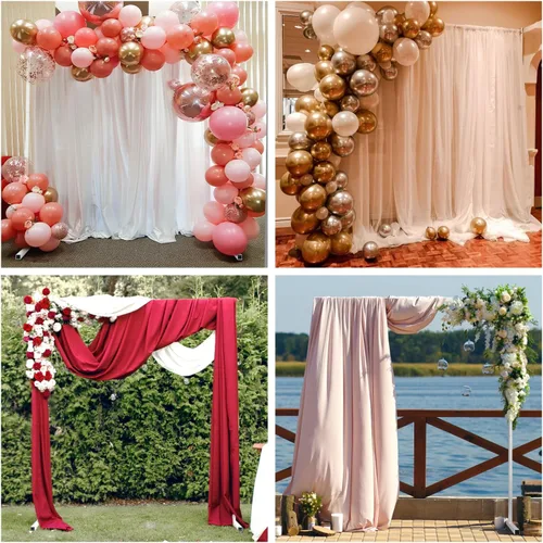 Vista 7 de Arcos de boda de 6.6 x 6.6 pies para ceremonia, soporte cuadrado de arco de globos de metal, soporte de telón de fondo para arco de boda para bodas