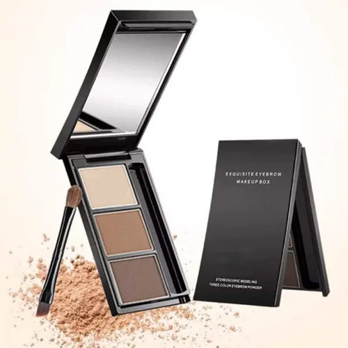 Vista 6 de Polvo de cejas disco de cejas de tres colores impermeable para cejas, kit de maquillaje de cejas para dar forma a las cejas naturales