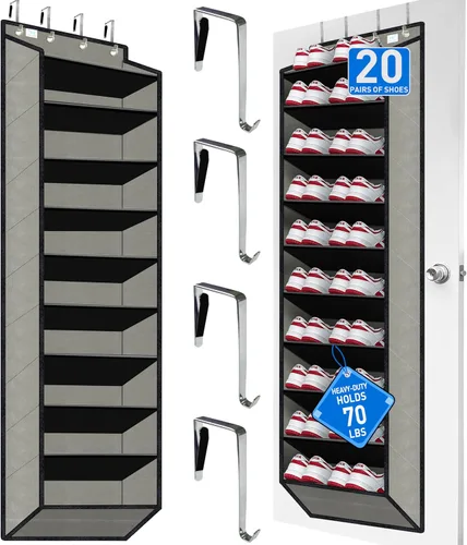 Vista 12 de Organizador de zapatos sobre la puerta, 2025 mejorado, organizador de zapatos, 35 bolsillos enormes, organizador de zapatos sobre la puerta