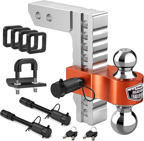 Vista 13 de Kohree Enganche de remolque ajustable de 6 pulgadas compatible con receptor de 2 pulgadas, bola doble sólida de 2" y 2-5/16" (12,500 LBS GTW)