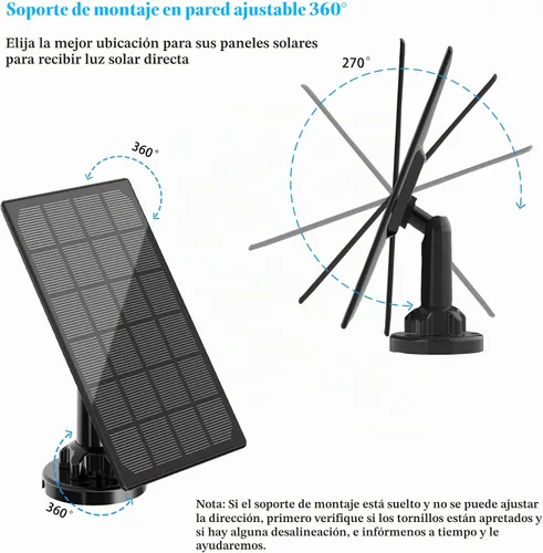 Vista 5 de Panel solar para cámara exterior, cargador solar resistente al agua IP66, suministro de energía solar continuo para cámaras de seguridad, con cable