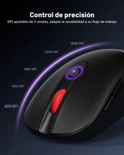 Vista 3 de wegear Mouse inalámbrico USB para computadora portátil, Mac, mouse inalámbrico de 2.4 GHz con 6 botones, 5 niveles ajustables 4000 DPI, mouse óptico