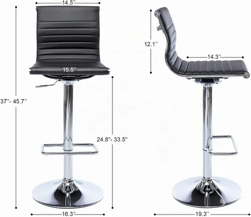 Vista 3 de chairus Juego de 2 taburetes de bar giratorios modernos, taburetes de bar ajustables con altura de mostrador, taburetes de piel sintética sin brazos