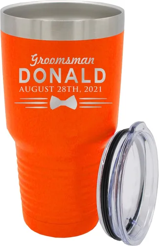 Vista 7 de Vaso de padrinos de boda grabado personalizado, taza de acero inoxidable aislada personalizada para padrino de boda, despedida de soltero, boda