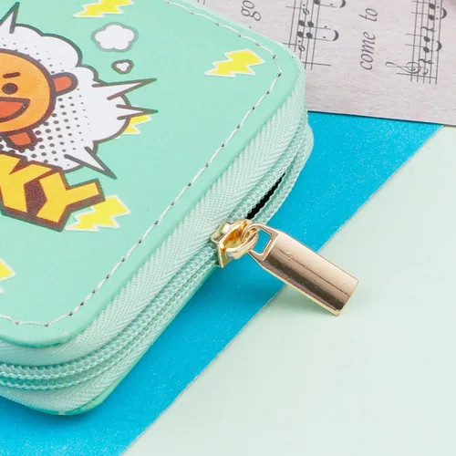 Vista 5 de Bangtan - Carteras de piel sintética con cremallera y llavero Chimmy Cooky TATA Koya RJ de dibujos animados para niñas, Moneda shooky