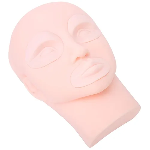 Vista 4 de Cabeza de entrenamiento de práctica, cabeza de maniquí de microblading de silicona, cabeza de entrenamiento de cejas, modelo de piel falsa
