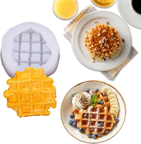 Vista 6 de Molde de silicona grande para waffle, moldes para velas de gofres, molde de jabón en forma de gofre, molde de chocolate artificial