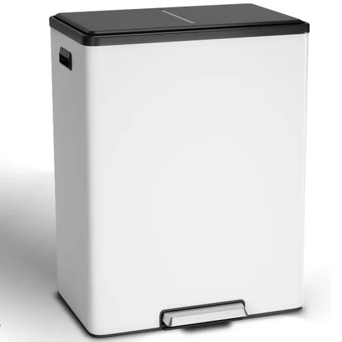 Vista 11 de GAOMON Cubo de Basura Dual Rectangular, Papelera de Acero Inoxidable con Tapa, 30 Litros (2 X 15 L), Papelera con Combinación de Reciclaje, Tapa