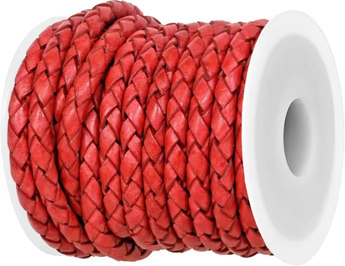 Vista 13 de GENIQUE Cordón de Cuero Trenzado Redondo Genuino, Cuerda de Cuero para Manualidades, Hacer Joyería, Collares, Pulseras (5 Metros)