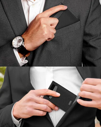 Vista 8 de typecase Cartera delgada plegable, Fibra de carbono mate., Slim Stealth Bifold (3 modos)