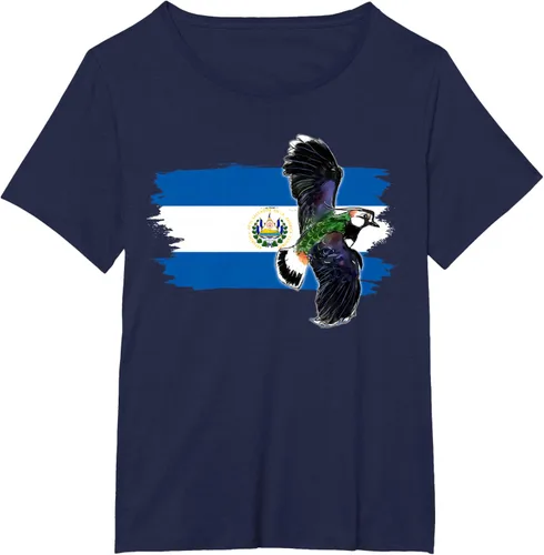 Vista 17 de Camiseta con la bandera de El Salvador, mapa de El Salvador, camiseta de Salvador para mujer, Negro