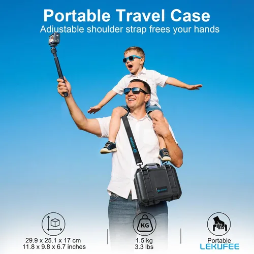 Vista 4 de Lekufee Funda rígida impermeable para DJI Osmo Action 6, Osmo Action 5 Pro/4/3, combo de aventura, combo estándar y más accesorios (solo funda)