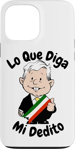Vista 24 de Funda para iPhone 16 Lo Que Diga Mi Dedito Divertida Caricatura AMLO Amlito México 4T