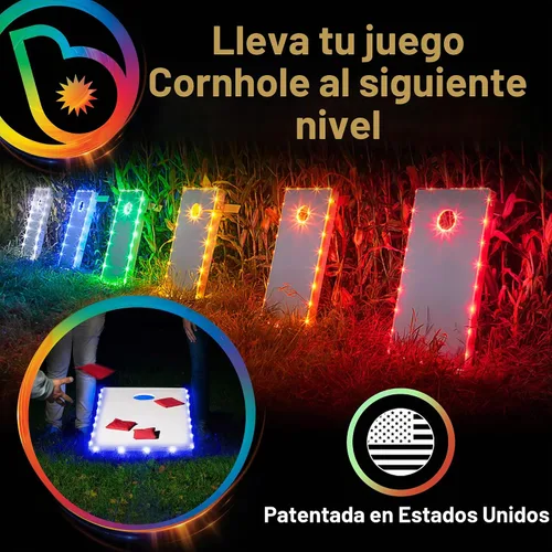 Vista 2 de Brightz TossBrightz - Luces LED de Cornhole para tablero y agujero - Incluye luces para 2 tableros - Ilumina el borde del tablero de cornhole