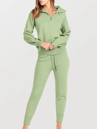 Vista 3 de ANRABESS Conjunto de dos piezas para mujer, suéter de manga larga y pantalones con cordón